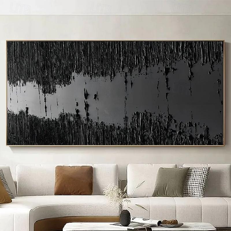 Dark Side of the Moon Wall Art Black Painting Handpainted Oil Painting 3D Textured canvas wall Art Living Room Decoration3