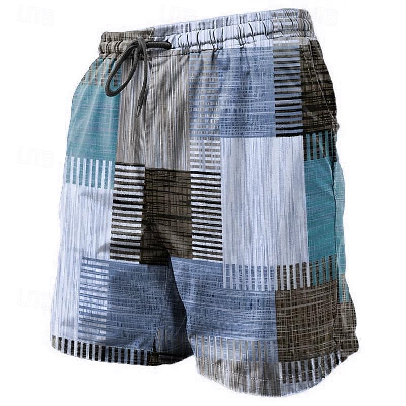 Men's Graphic Plaid Color Block Swim Shorts Board Shorts Swimming Trunks Mid Waist Fashion Streetwear Designer Casual Daily Holiday Pocket Drawstring Elastic Waist Designer Clothing Apparel4