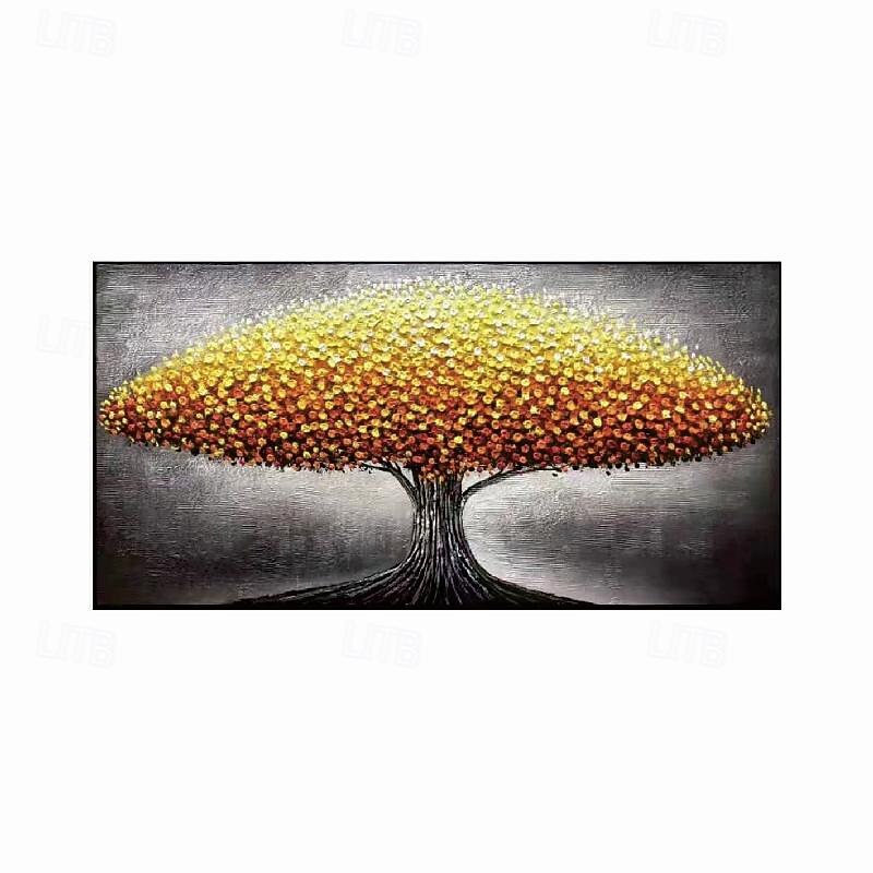 Large Gold Tree Landscape Oil Painting On Canvas Original 3D Textured Nature Forest Wall Art Living Room Wall Art Decor Gray Art Unframed2