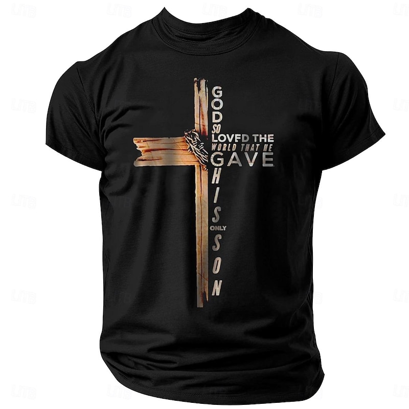 Men's Christian Graphic T-Shirt: God So Loved The World (John 3:16) Faith Short Sleeve Tee3