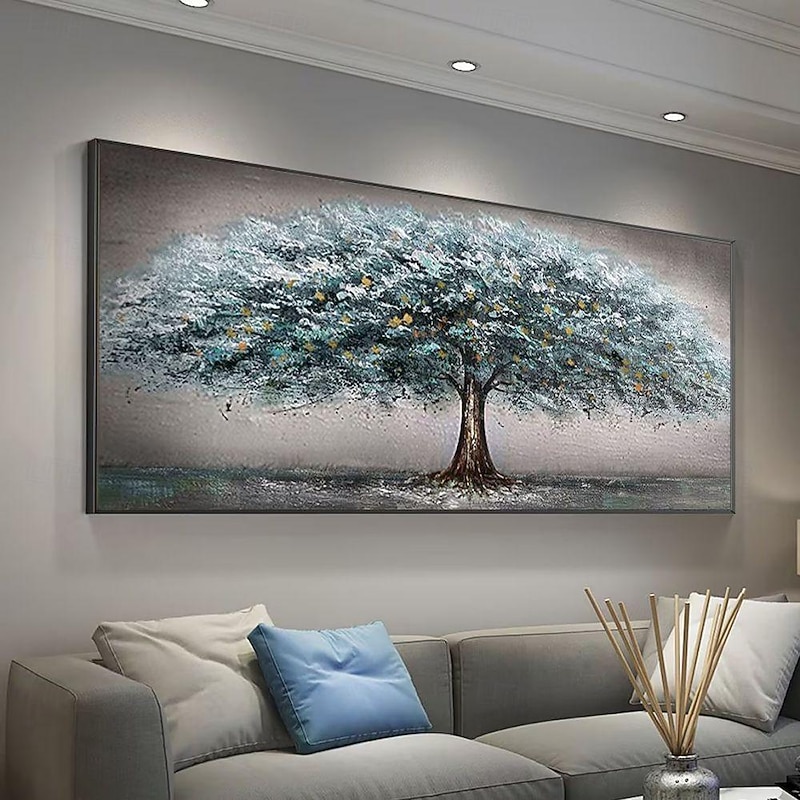 Handmade Oil Painting Canvas Wall Art Decoration Modern Abstract Living Room Sofa Background Wall Money Tree for Home Decor Rolled Frameless Unstretched Painting3