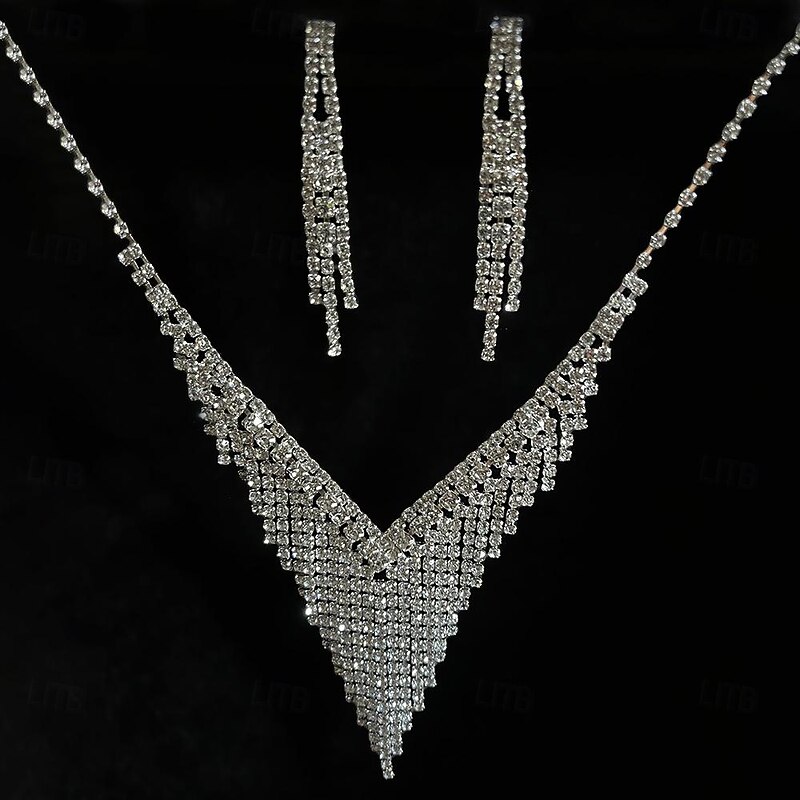 Bridal Jewelry Sets One-piece Suit Alloy Earrings Necklace Women's Stylish Cute Geometrical Joy Geometric Jewelry Set For Party4