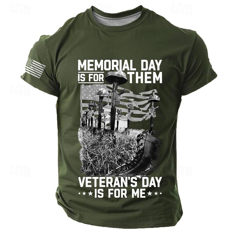 Veterans Day Men's Patriot Patriotic Veteran Gun T shirt Short Sleeve T shirt 3D Print Crew Neck Shirt Daily Military Street Casual Black Red Blue Summer Spring Clothing Apparel S M L XL XXL