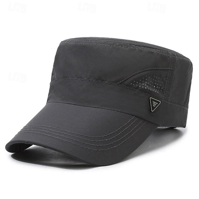 Men's Flat Cap Sun Hat Trucker Hat Black Navy Blue Polyester Mesh Fashion Casual Street Daily Plain Adjustable Sunscreen Breathable3