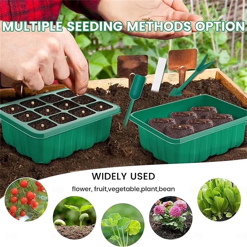 1pcs/5pcs LED Grow Lights Seed Starter Tray with Grow Light Plant Starter Tray Seedling Starter Kit with Humidity Domes Base Indoor Greenhouse Mini Propagator Station for Seeds Growing Starting4