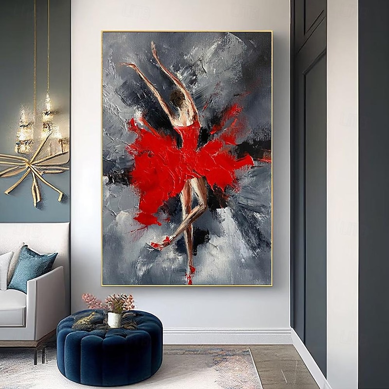 Oil Painting Handmade Hand Painted Rectangle Wall Art Abstract Dancer Canvas Painting Home Decoration Decor Stretched Frame Ready to Hang2