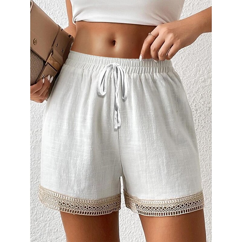 Women's Shorts Plain White Active High Waist Short