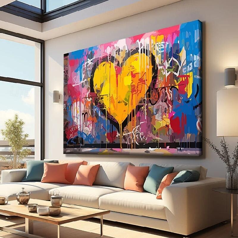 Handmade Textured love Oil Painting Textured Canvas Art Abstract Art Heart Handmade Painting Modern Living Room Wall Decor2