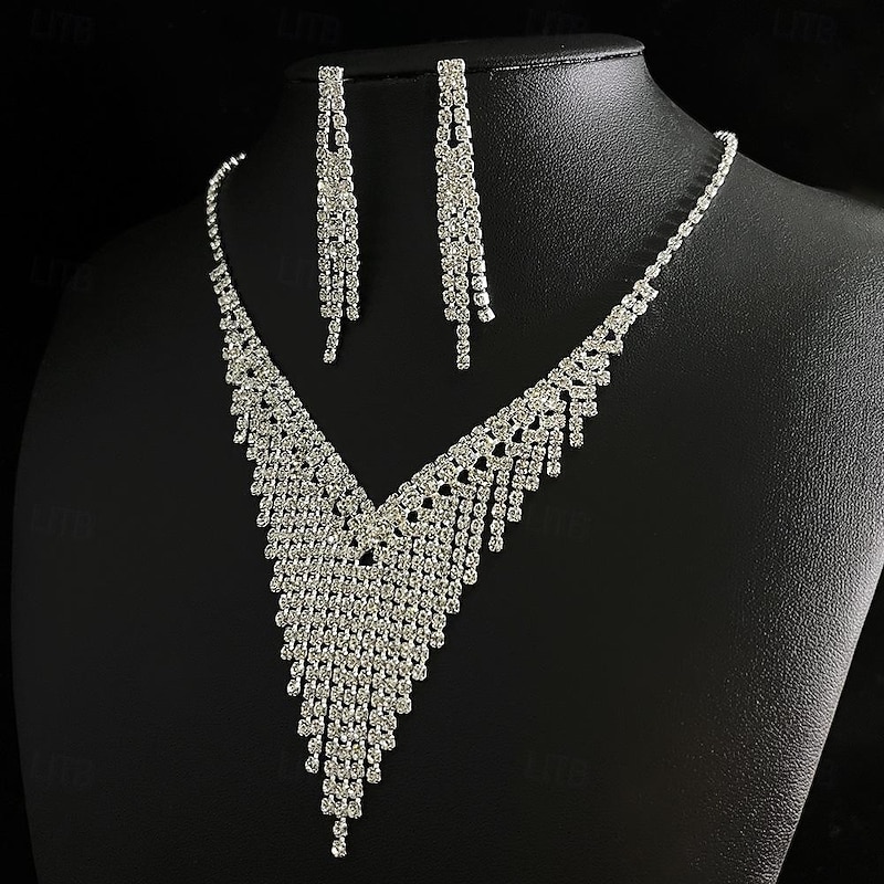 Bridal Jewelry Sets One-piece Suit Alloy Earrings Necklace Women's Stylish Cute Geometrical Joy Geometric Jewelry Set For Party