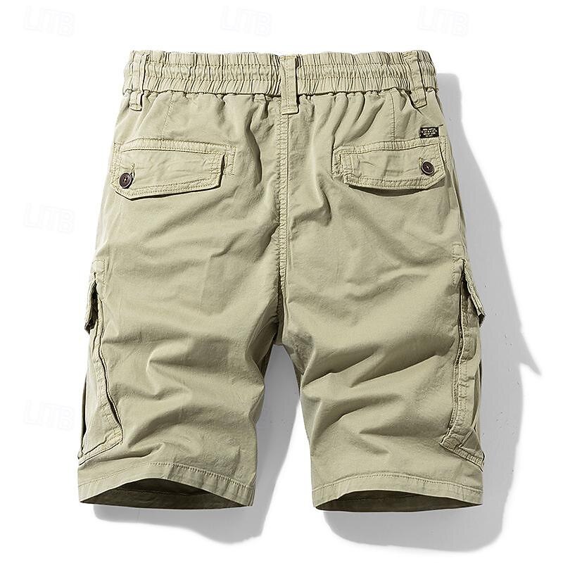 Men's Tactical Shorts Cargo Shorts Shorts Buttons Drawstring Elastic Waist Plain Wearable Short Outdoor Daily Going out Fashion Classic Black Army Green2