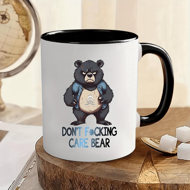 1pc Funny Black Bear Coffee Mug Novelty Coffee Mug Funny Mug Couple Style Funny Coffee Mug Funny Coffee Mug For Friends 11oz Ceramic Mug Summer Winter Drinkware Party Gift Christmas Gift Bir4
