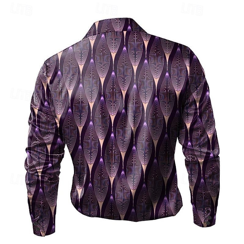 Men's Button Up Shirt Printed Shirts Long Sleeve Casual Formal Summer Spring Fall Turndown Buttons Print Purple2