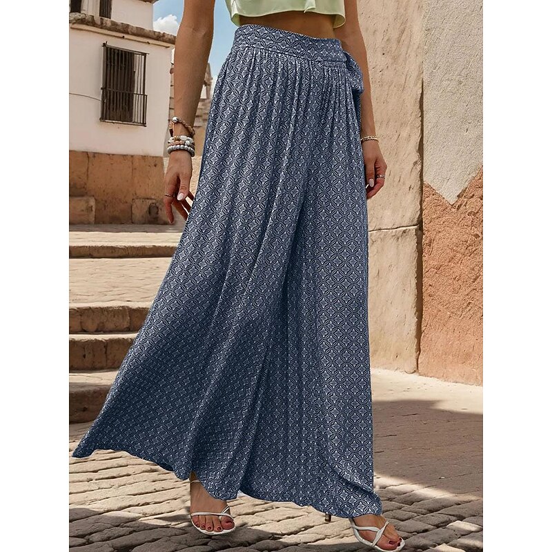 Women's Wide Leg Pants Trousers Casual Daily Long Graphic Wide Leg Breathability Comfortable Micro-elastic Weekend Yellow Pink Navy Blue Green Spring & Summer Loose Fit4