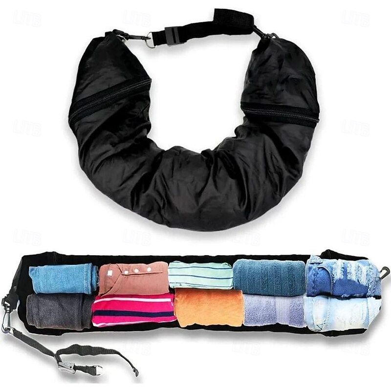 Stuffable Clothing Travel Neck Pillowcase,Multi-Functional Travel Storage Bag Neck Pillow with Neck Support for Storing Clothes, Portable U-Shaped Pillow for Airplane Travel