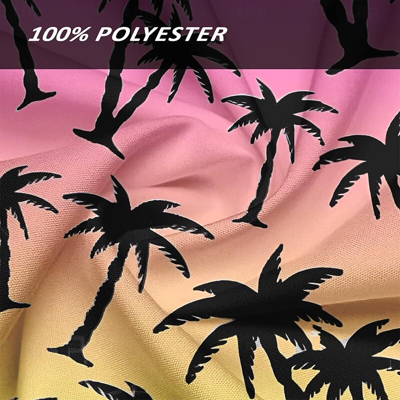 Men's Gradient Coconut Tree Palm Tree Summer Hawaiian Shirt Aloha Shirt Short Sleeves Shirt Turndown Hawaiian Casual Resort Outdoor Vacation Street Purple S M L3