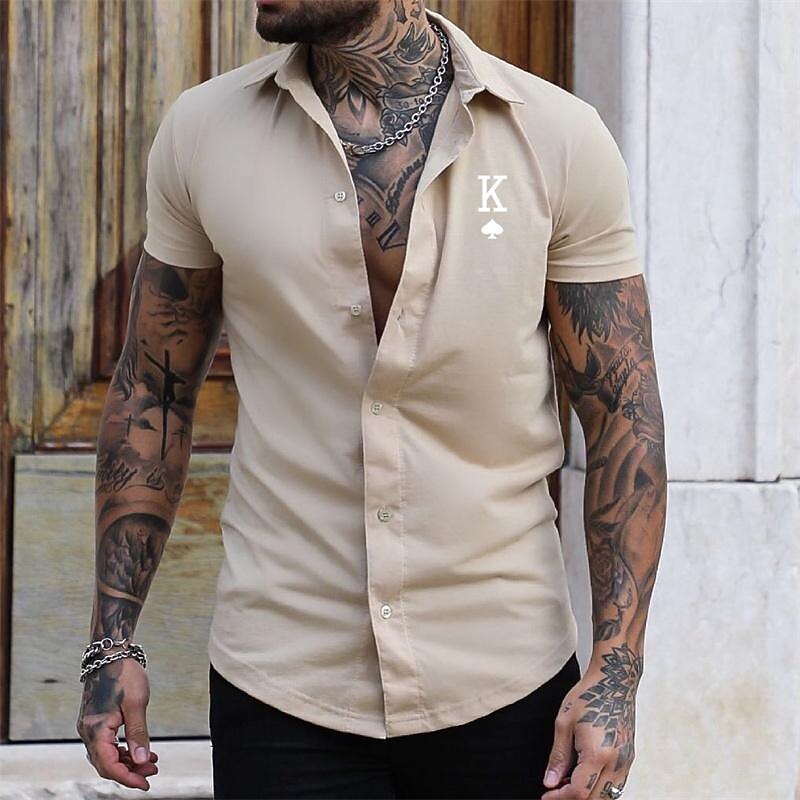 Men's Shirt Summer Shirt Casual Shirt Beach Shirt Button Up Shirt Red Blue khaki Light Blue Short Sleeve King Turndown Vacation Hawaiian Clothing Apparel Polyester Fashion Casual Comfortable4