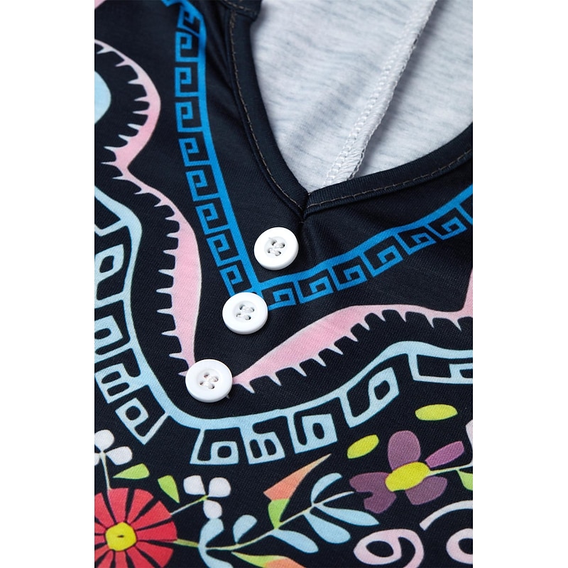 Women's Mini Dress Petite Dress T Shirt Dress Tee Dress Sundress Summer Dress Fashion Modern Mature Outdoor Vacation Casual Regular Fit Floral Sleeveless Split Neck Yellow Purple Summer2