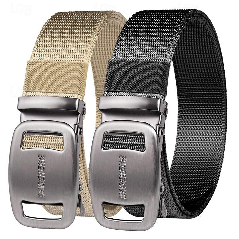 Men's Belt Outdoor Belt Waist Belt Black Kakhi Nylon Adjustable Heavy-Duty Plain Outdoor Daily2