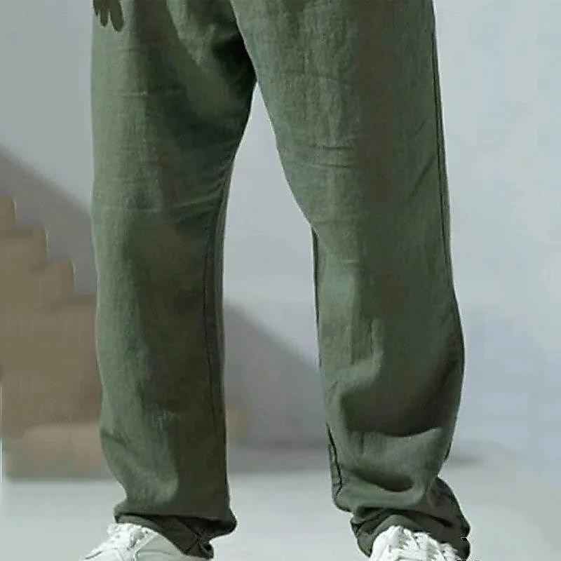 Men's Trousers Summer Pants Beach Pants Pocket Drawstring Elastic Waist Plain Comfort Breathable Vacation Daily Holiday Hawaiian Boho Gray Green Black2