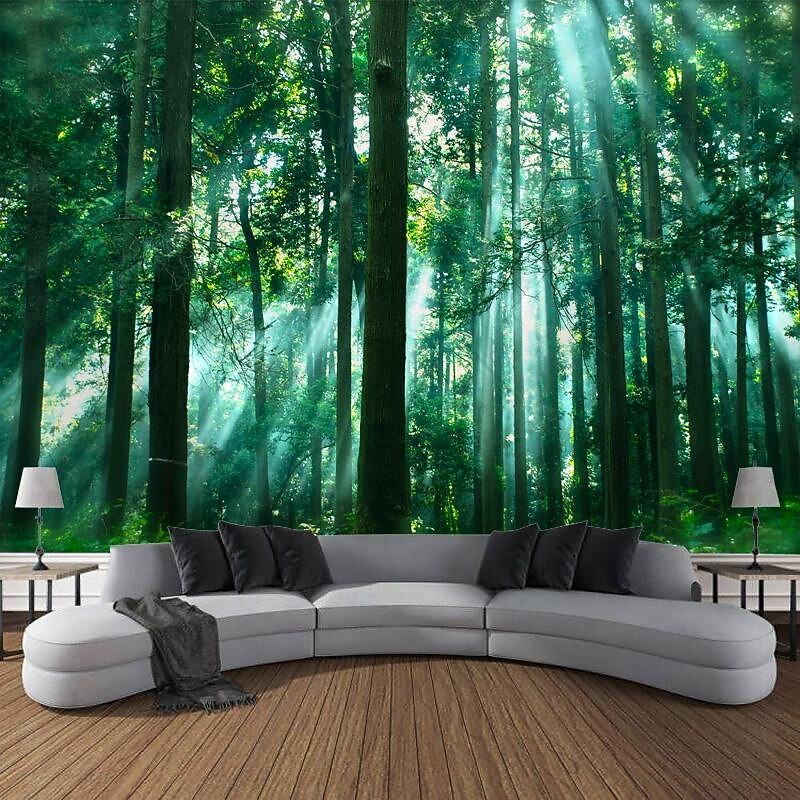 Forest Green Hanging Tapestry Wall Art Large Tapestry Mural Decor Photograph Backdrop Blanket Curtain Home Bedroom Living Room Decoration