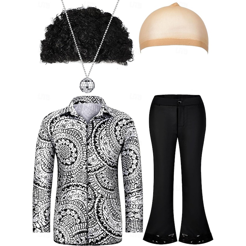 Retro Vintage 1970s Outfits Party Costume Normal Hippie Disco Fancy Dress Men's Christmas Halloween Carnival Prom Club Pride Parade Adults' Shirt Pants More Accessories All Seasons3