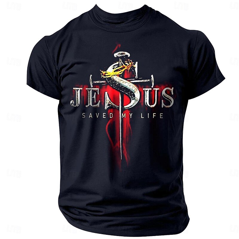 Men's 'Jesus Saved My Life' Graphic Short Sleeve T-Shirt