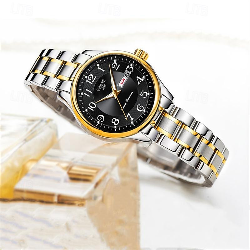 New Deblve Brand Ladies Watch Ultra-Thin Steel Belt Calendar Luminous Week Display Quartz Watch Light Luxury Hundred Fashion Waterproof Wristwatch Female4