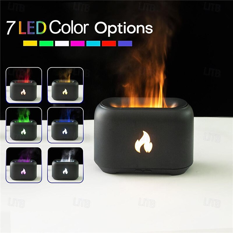 LED Smart Light Volcano Air Humidifier Flame Aroma Humidifier Crystal Salt Rock Fire Lamp Aroma Smell Device Essential Oil Diffuser for Home2