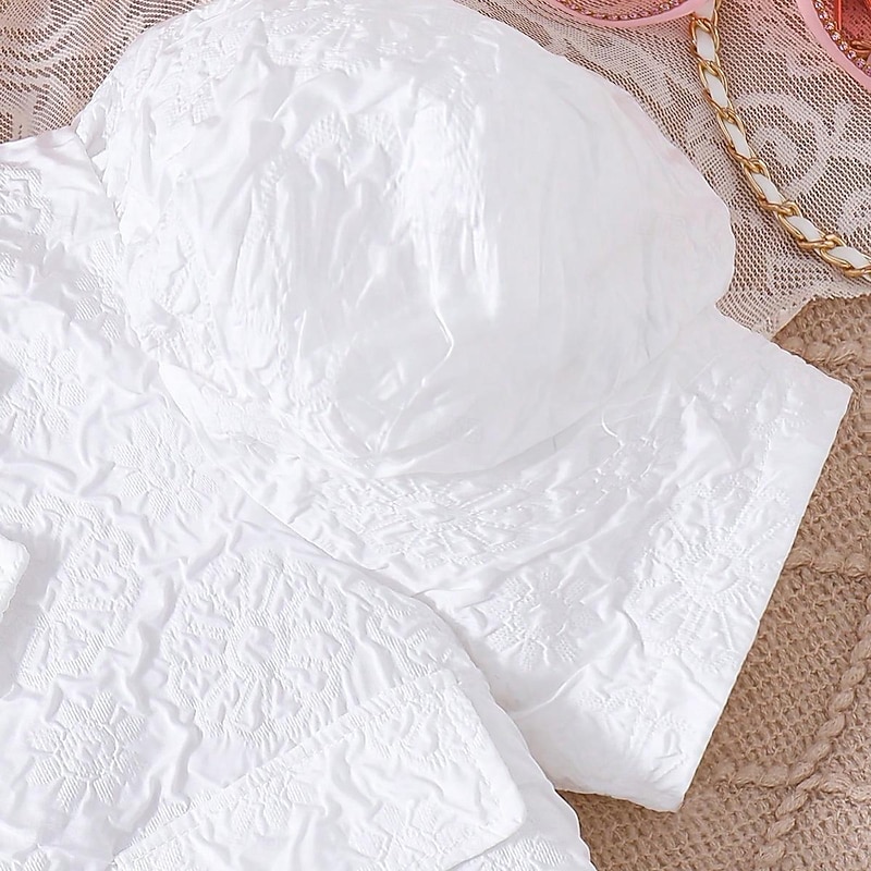 2 Pieces Kids Girls' Solid Color Ruched Dress Suits Set Short Sleeve Fashion School 7-13 Years Summer White4