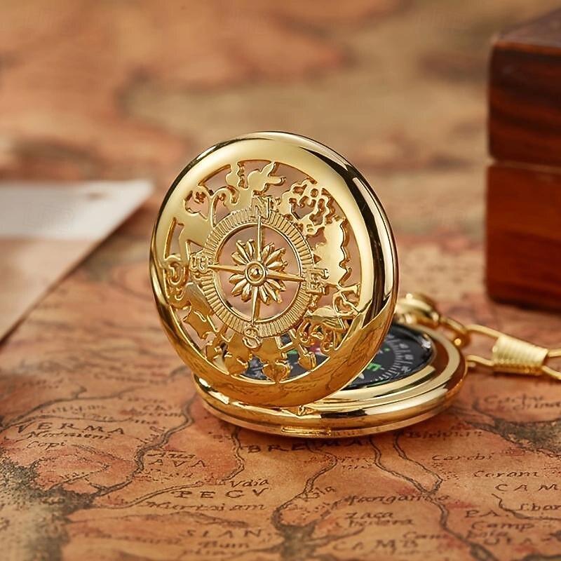 Vintage Style Compass Pocket Watch Essential Equipment for Outdoor Mountaineering and Exploration Adventures3