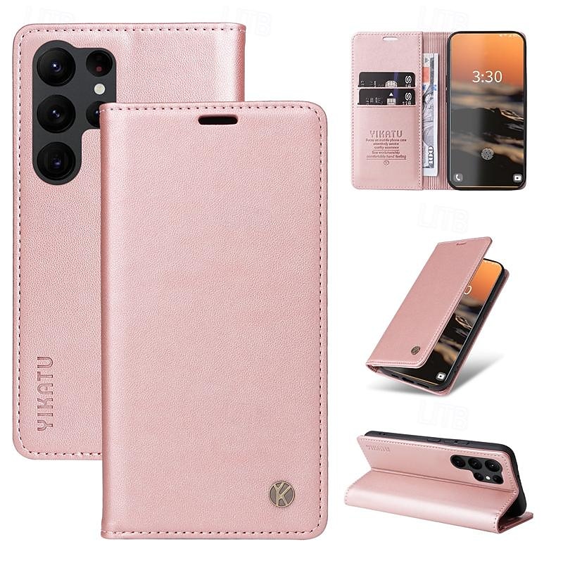 Phone Case For Samsung Galaxy S25 S24 S23 S23 FE S22 S21 Ultra Plus A55 5G A35 5G A25 A15 Wallet Case Magnetic Full Body Protective Kickstand Retro TPU PU Leather - Main Image
