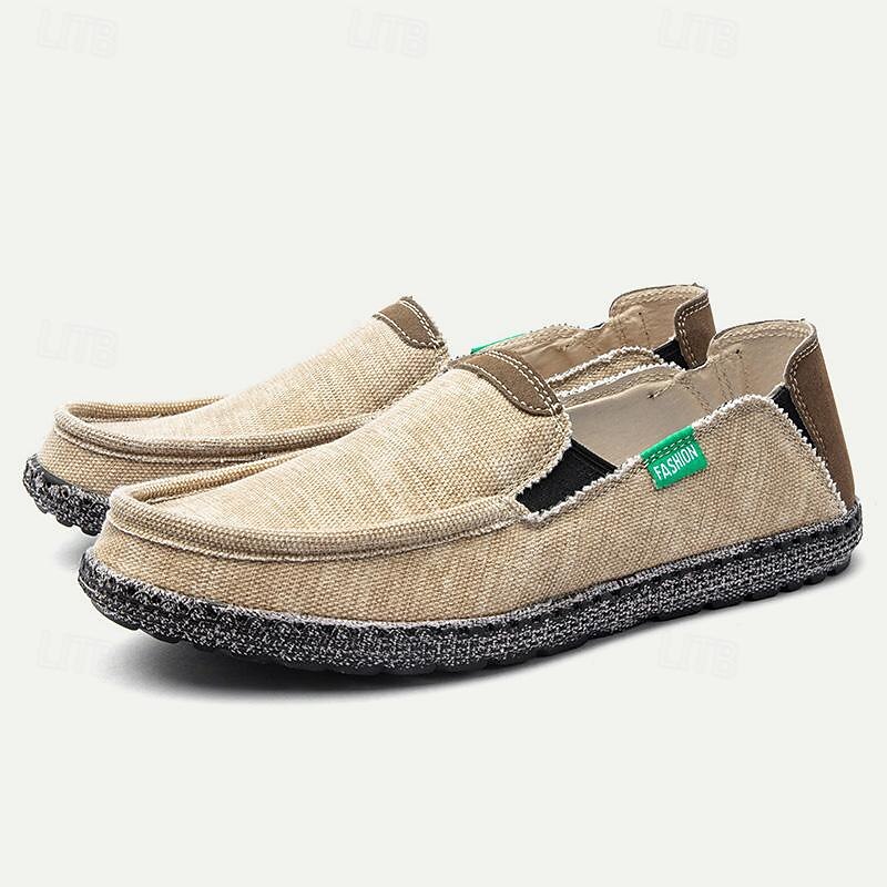 Men's Loafers & Slip-Ons Comfort Loafers Canvas Comfortable Slip Resistant Loafer Blue Khaki Gray3