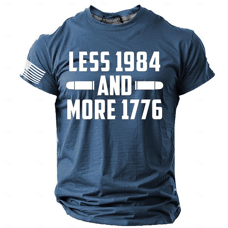 Veterans Day Men's Patriot Patriotic Veteran Graphic T shirt Short Sleeve T shirt 3D Print Crew Neck Shirt Daily Designer Retro Vintage Sports Outdoor Holiday Going out Blue Green Gray Spring &