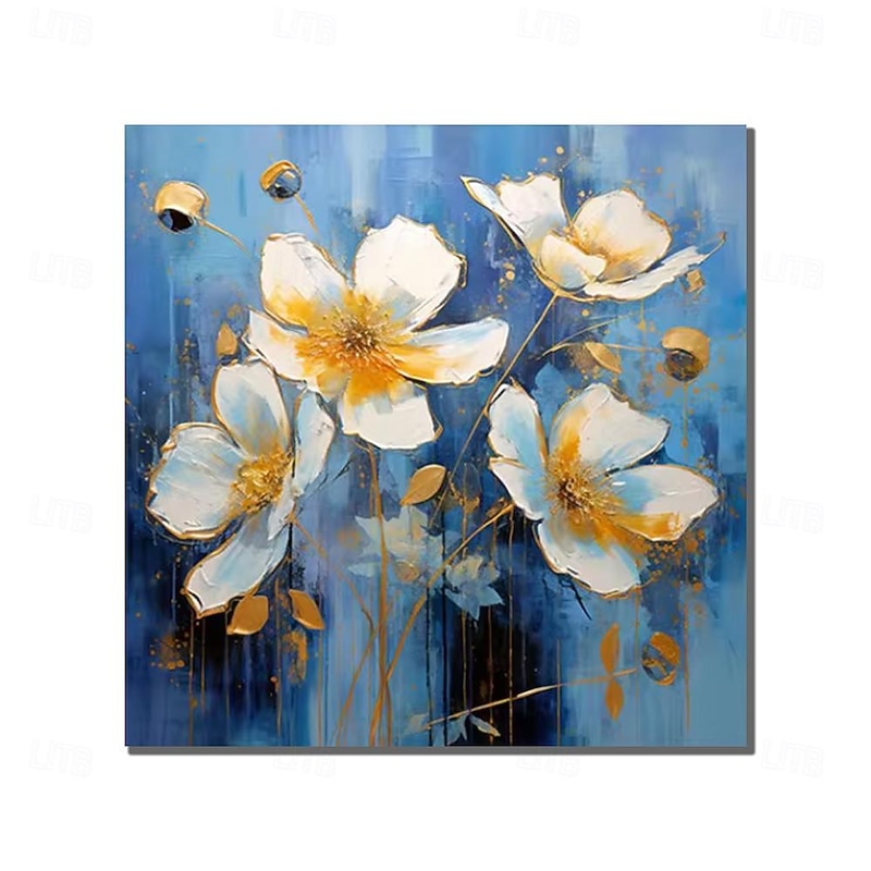 Oil Painting Handmade Hand Painted Square Wall Art Impression Flowers Canvas Painting Home Decoration Decor Stretched Frame Ready to Hang
