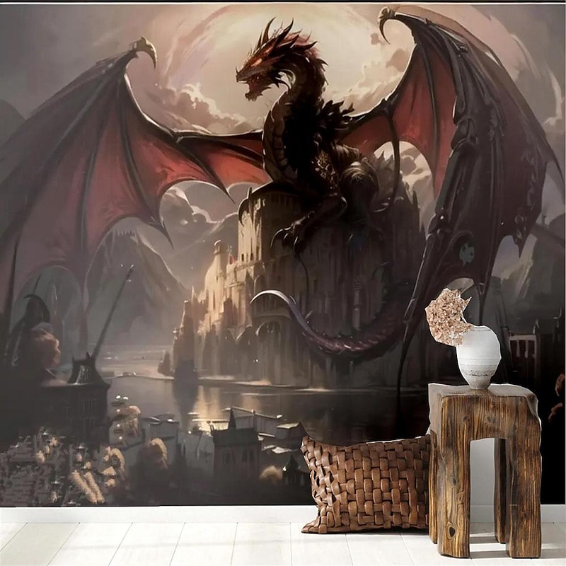 Cool Wallpapers Dragon Wallpaper Wall Mural Wall Sticker Covering Print Peel and Stick Removable Self Adhesive Secret Forest PVC / Vinyl Home Decor