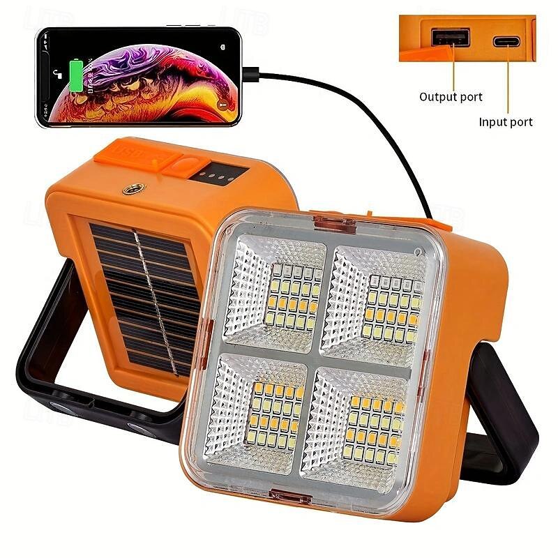 1pc LED Portable Solar Work Light, Rechargeable Magnetic Light, Emergency Worklight with 4 Light Modes for Power Failure, Car Repair, Camping, Construction Job Site