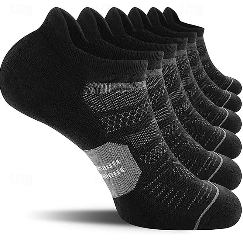 Men's 6-Pack Multi Packs Socks Ankle Socks Low Cut Socks Running Socks Casual Socks Black White Color Color Block Sports & Outdoor Daily Vacation Basic Medium Spring Fall Fashion Casual3