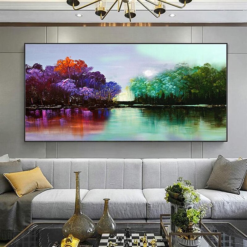 Mintura Handmade Four Aeasons Forest Landscape Oil Paintings On Canvas Large Wall Art Decoration Modern Abstract Tree Picture For Home Decor Rolled Frameless Unstretched Painting4