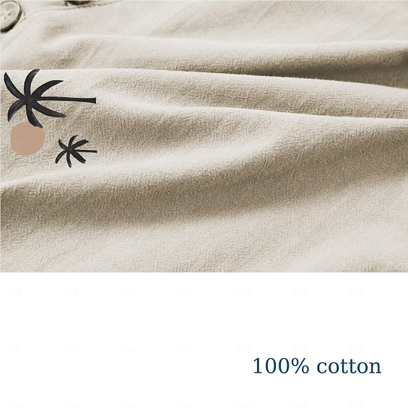 Men's Shirt Beach Shirt Coconut Tree Outdoor Vacation Khaki Stand Collar Summer Spring Clothing Apparel Print3