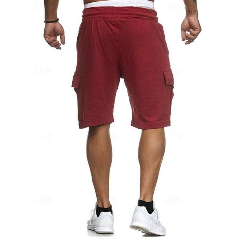 Men's Cargo Shorts Sweat Shorts Shorts Bermuda shorts Elastic Waist Multi Pocket Pleats Plain Comfort Sports Knee Length Outdoor Daily Fashion Streetwear Black White Micro-elastic3