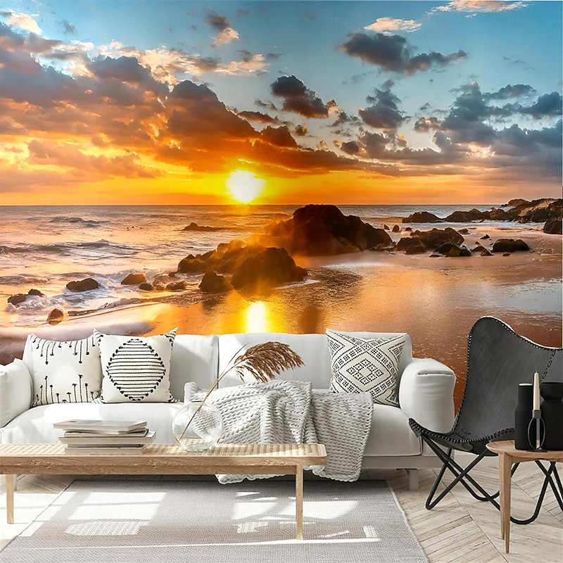 Cool Wallpapers Sunset Beach Wallpaper Wall Mural Wall Sticker Covering Print Peel and Stick Removable Self Adhesive Secret Forest PVC / Vinyl Home Decor4