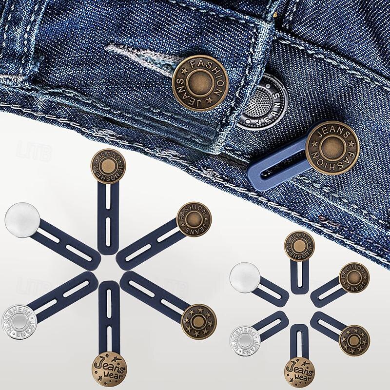 6 PCS Pants Extender Button Luxiv Waistband Extender Buttons for Men and Women Jeans Waist Extender Metal Buttons No Sew Button for Extender Jeans Pants Collar