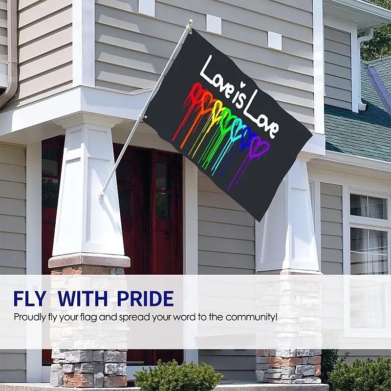 June Pride Month LGBTQ LGBT Happy Pride Month Rainbow Flag Outdoor Outside Indoor with Grommets House Yard Garden Decorations Holiday Banner Sign4