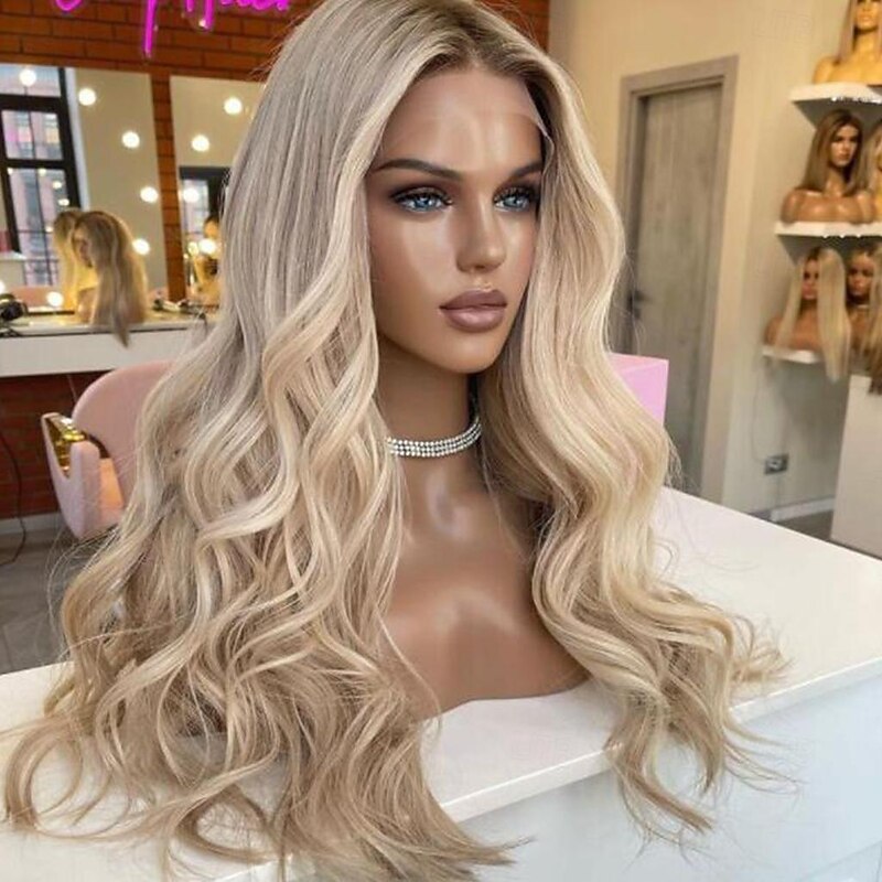 Unprocessed Virgin Hair 13x4 Lace Front Wig Middle Part Brazilian Hair Wavy Multi-color Wig 130% 150% Density Ombre Hair Natural Hairline 100% Virgin Glueless Pre-Plucked For Women Long Human Hair2
