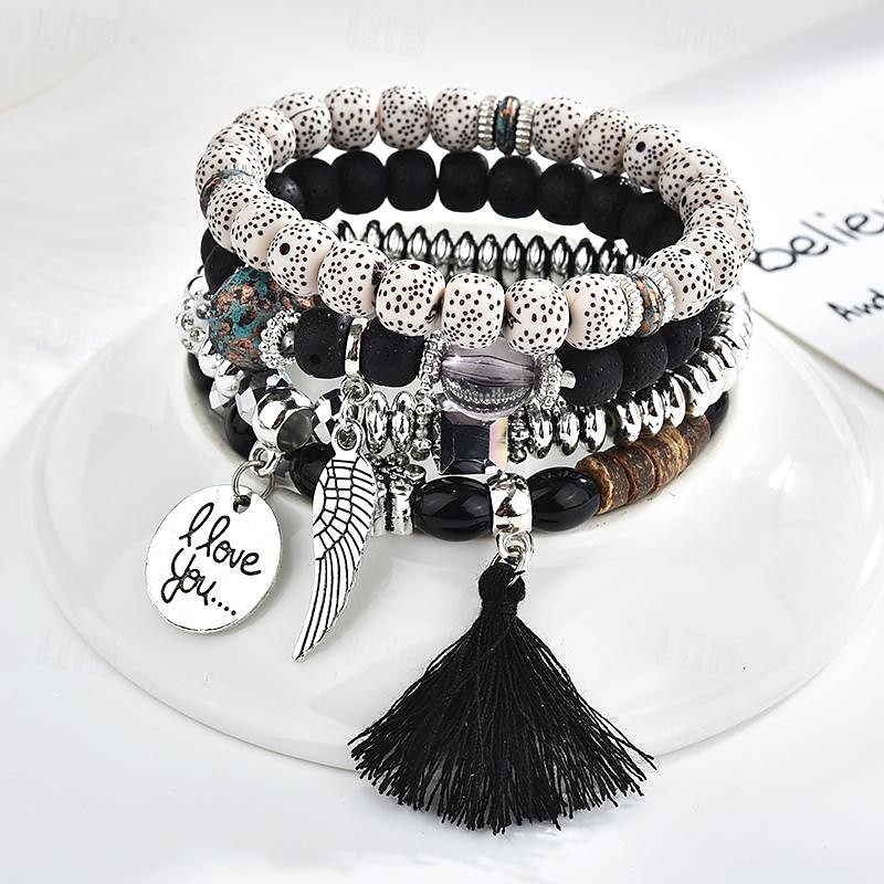 Women's Bead Bracelet Fancy Fashion Animal Luxury Alloy Bracelet Jewelry Black / White / Red For Party Evening Gift Birthday2