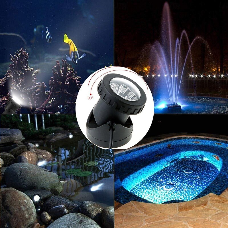 Solar LED Pond Spotlights Submersible Pond Pool Lights with 3 Lamps 18 LEDs Landscape Spotlight Underwater Lights IP68 Waterproof Solar Garden Lights for Pond Garden Fountain Outdoor Lawn Decoration
