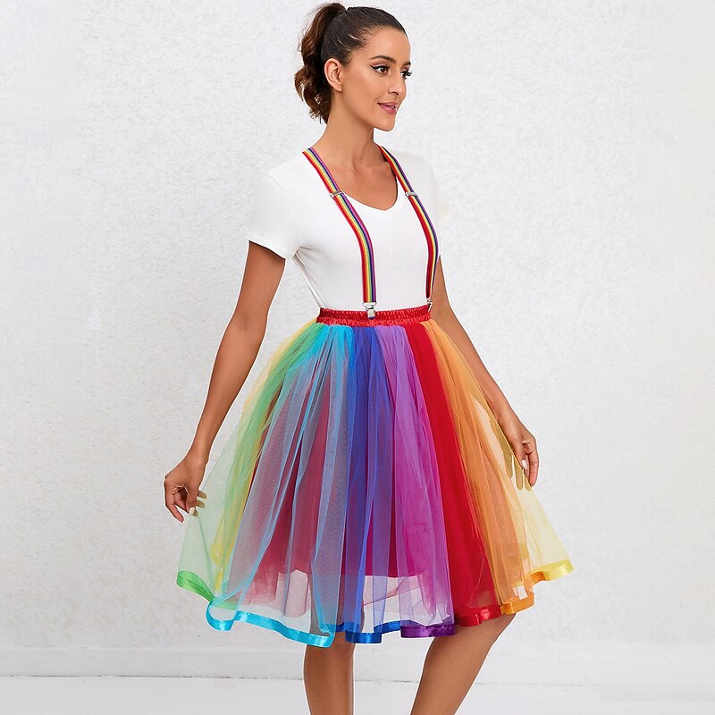 Rainbow Halloween Skirt Tutu Under Skirt LGBT LGBTQ Carnival Costume Gay Lesbian Adults' Women's Carnival Masquerade Pride Parade Pride Month Easy Halloween Costumes Dress Up2