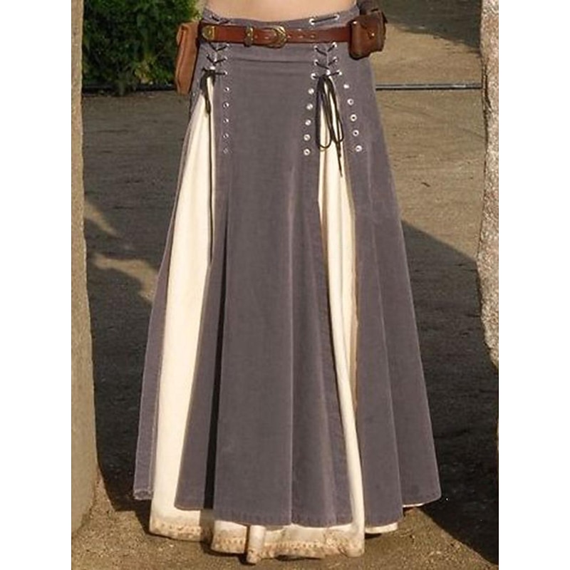 Retro Vintage Punk & Gothic Medieval Skirt Cosplay Costume Maxi Skirt Goth Girl Fancy Dress Women's Celtic Fantasy Steampunk Halloween Carnival Masquerade Carnival Casual Daily Adults' Skirt2