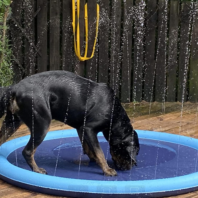 Splash Sprinkler Pad for Dogs Kids, Non-slip Large Splash Paddling Pool for Kids Inflatable Sprinkler Pad Thickened Water Pad Toys for Dogs Pets Children Yard Garden Party2