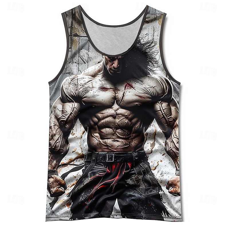 Men's Characters Splash Ink Tank Top Vest Top Undershirt Sleeveless T shirt 3D Print Crew Neck Shirt Fashion Designer Going out Gym Black Blue Orange Summer Spring Clothing Apparel S M L XL XXL XXXL